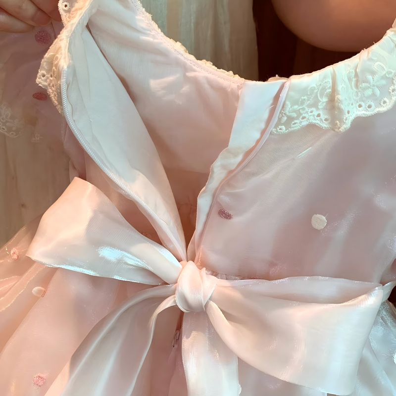 Organza Stitching Lace Short Sleeve Midi Dresses - image 16