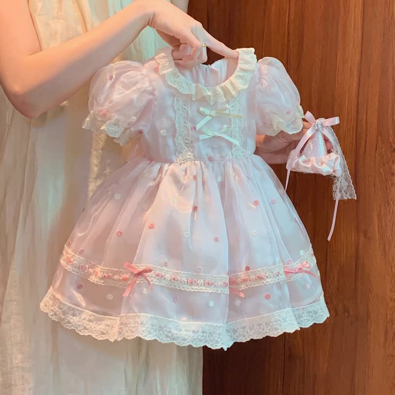 Organza Stitching Lace Short Sleeve Midi Dresses - image 2
