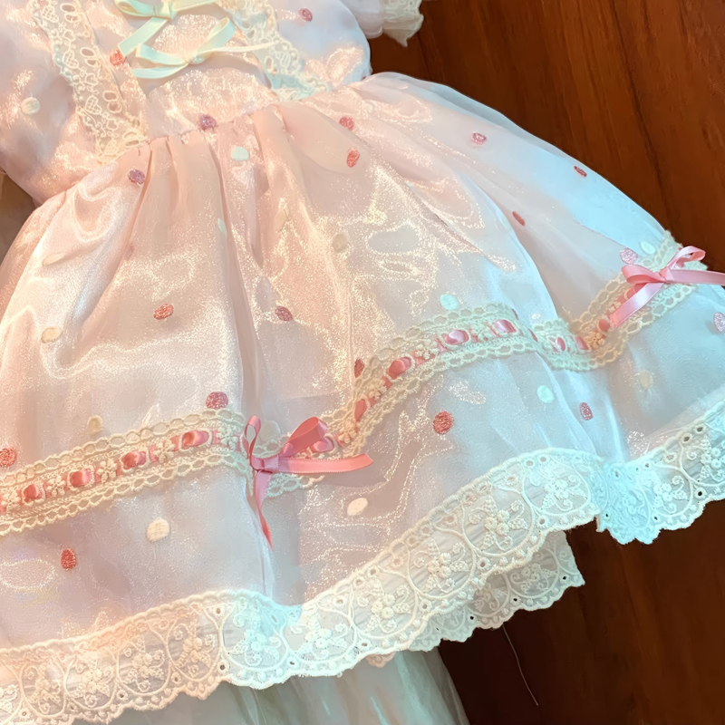 Organza Stitching Lace Short Sleeve Midi Dresses - image 9