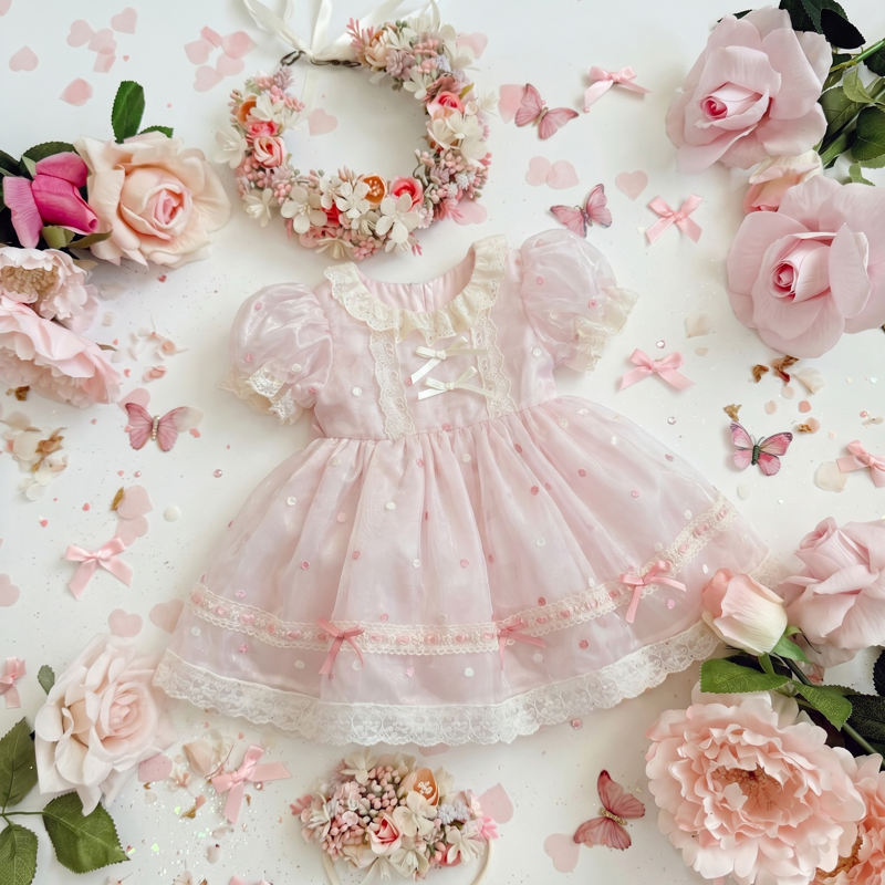 Organza Stitching Lace Short Sleeve Midi Dresses - image 4