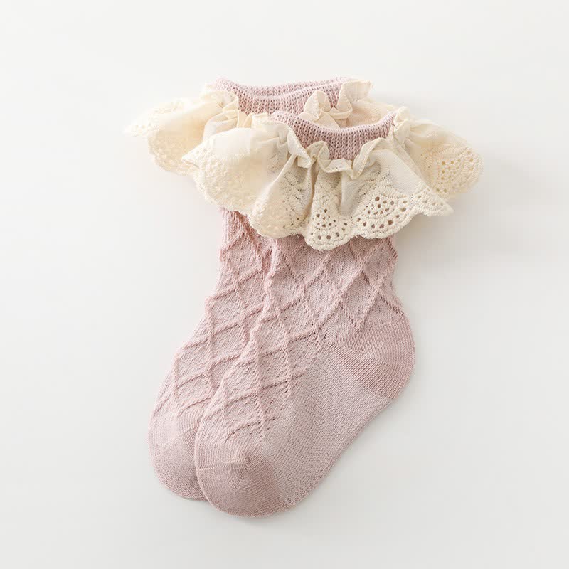 Solid Stitching Lace Socks - image 5