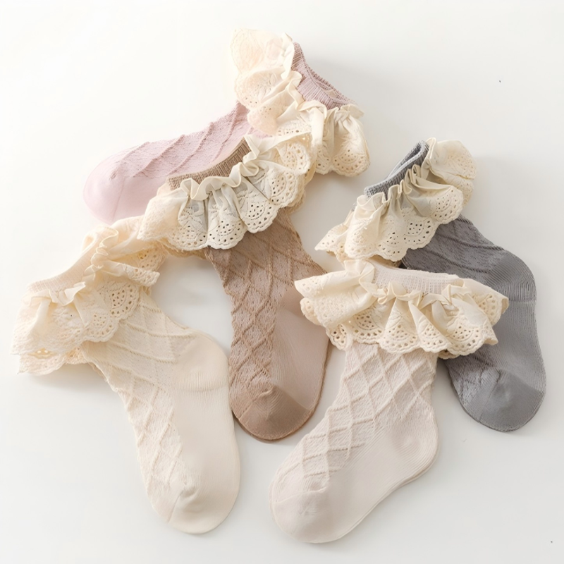 Solid Stitching Lace Socks - image 1