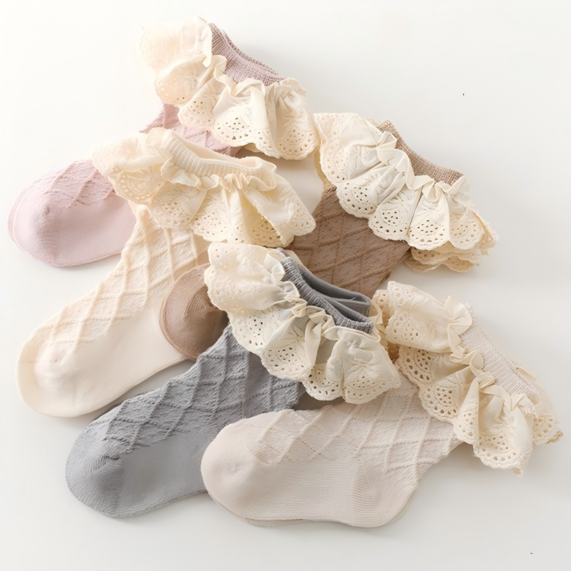 Solid Stitching Lace Socks - image 12