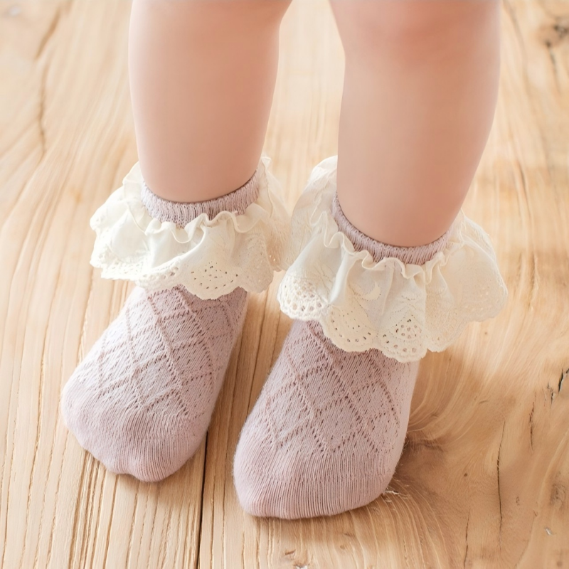 Solid Stitching Lace Socks - image 4