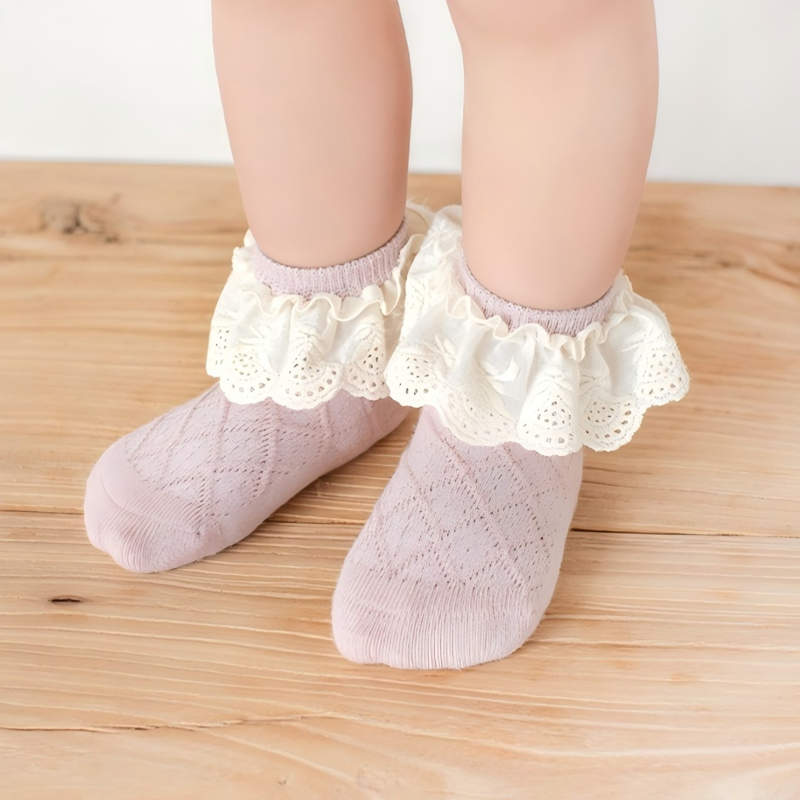 Solid Stitching Lace Socks - image 3