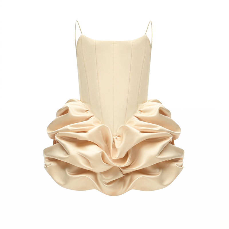 Satin Ruched Sleeveless Short Dresses - image 2