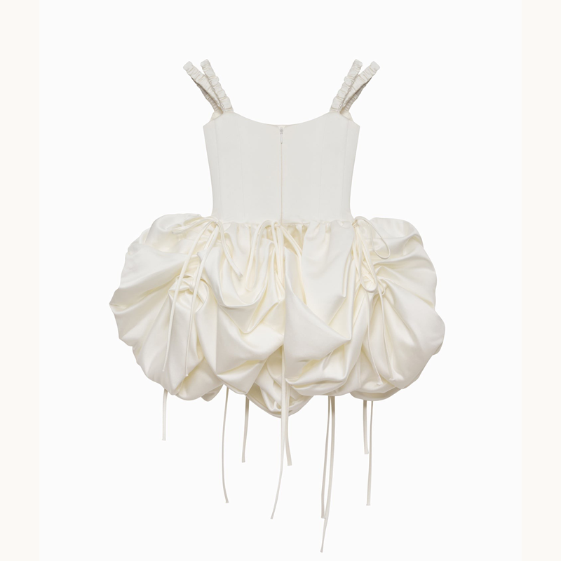 Satin Drawstring Sleeveless Short Dresses - image 4