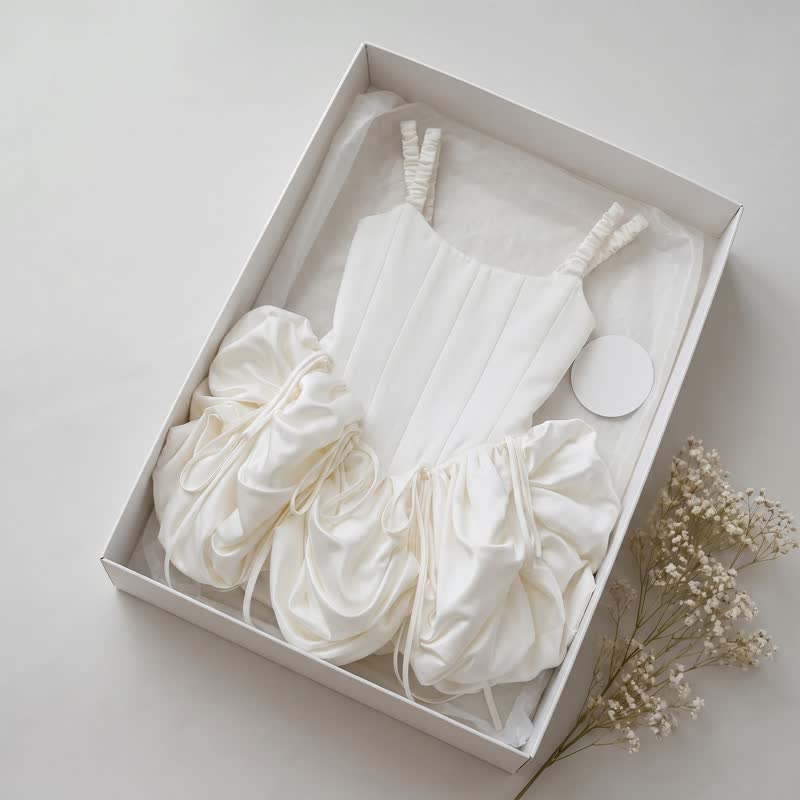 Satin Drawstring Sleeveless Short Dresses - image 5