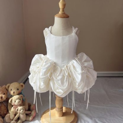 Satin Drawstring Sleeveless Short Dresses - image 2