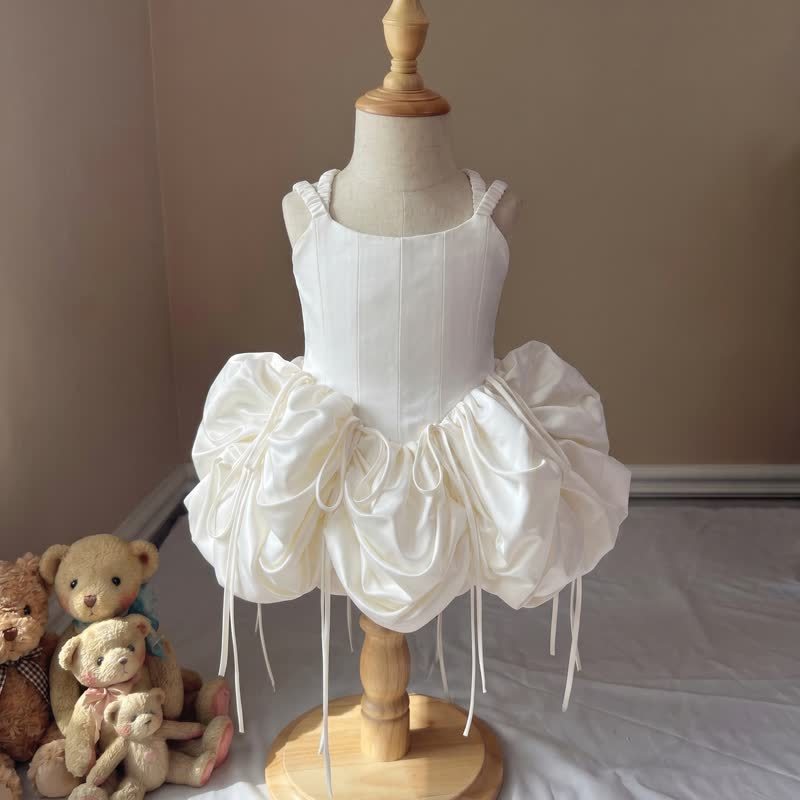 Satin Drawstring Sleeveless Short Dresses - image 2