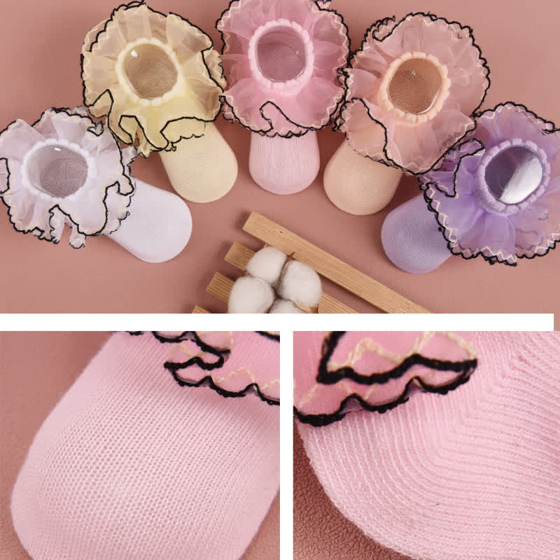 Solid Stitching Lace  Socks - image 3