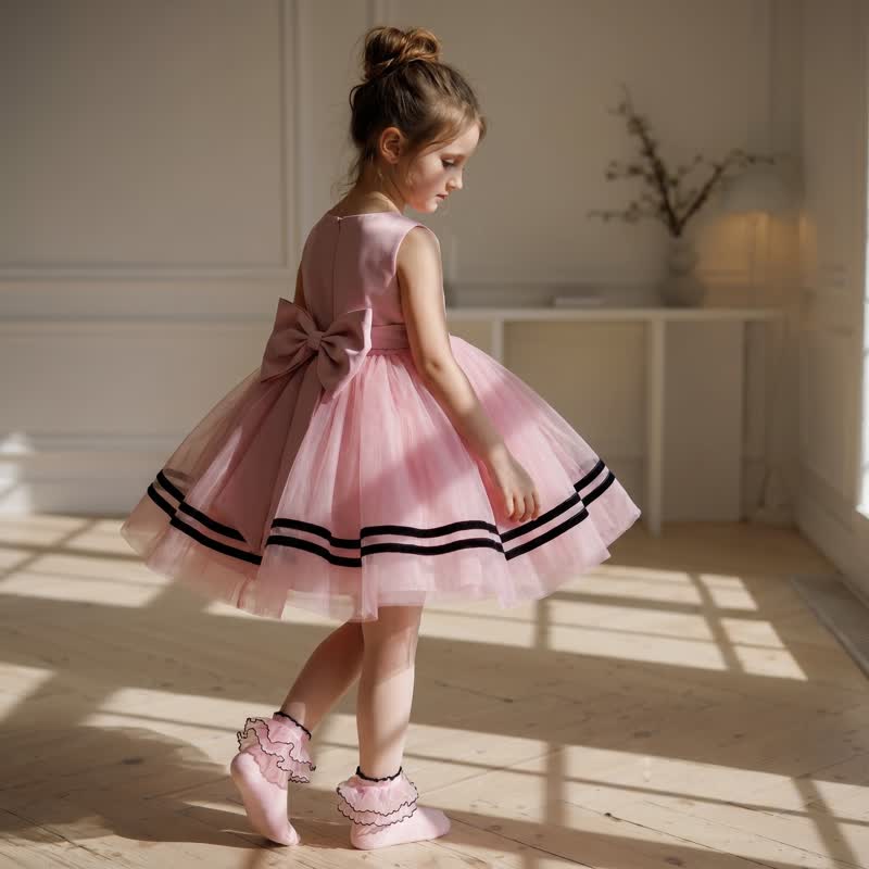 Mesh Bow Cap Sleeve Midi Dresses - image 8