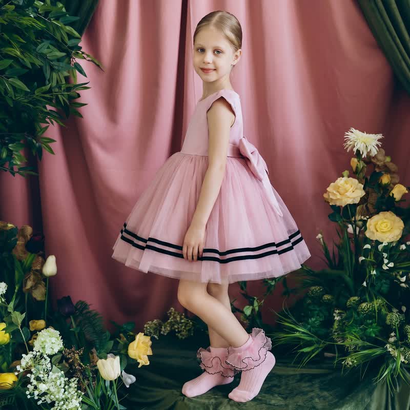 Mesh Bow Cap Sleeve Midi Dresses - image 7