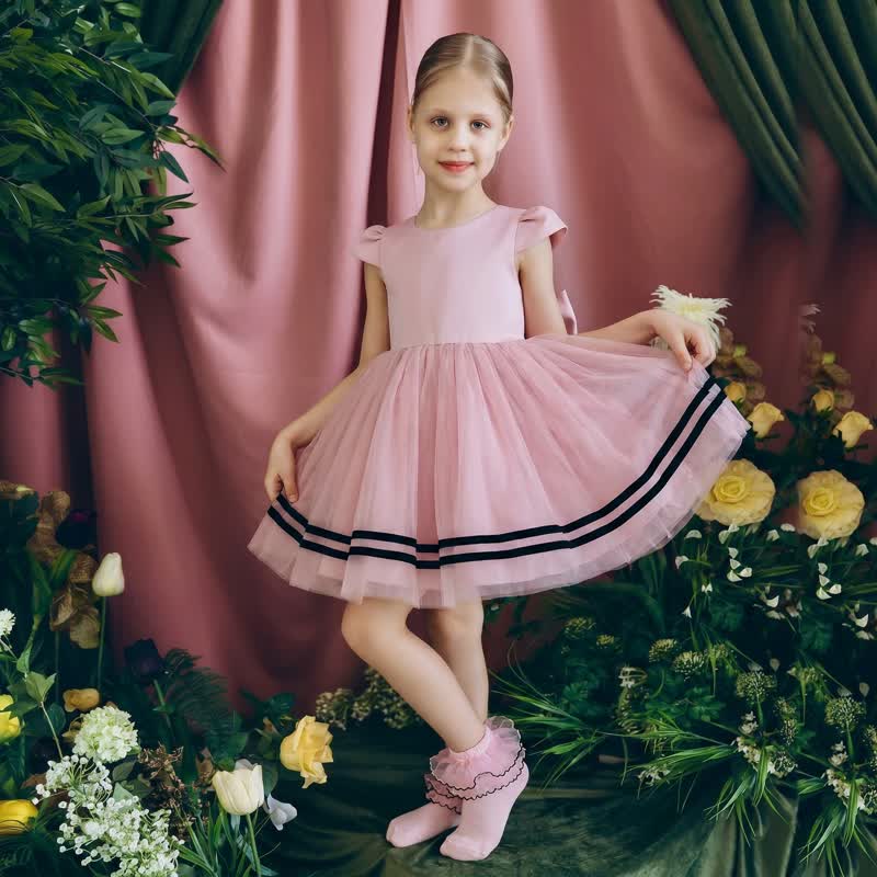 Mesh Bow Cap Sleeve Midi Dresses - image 6