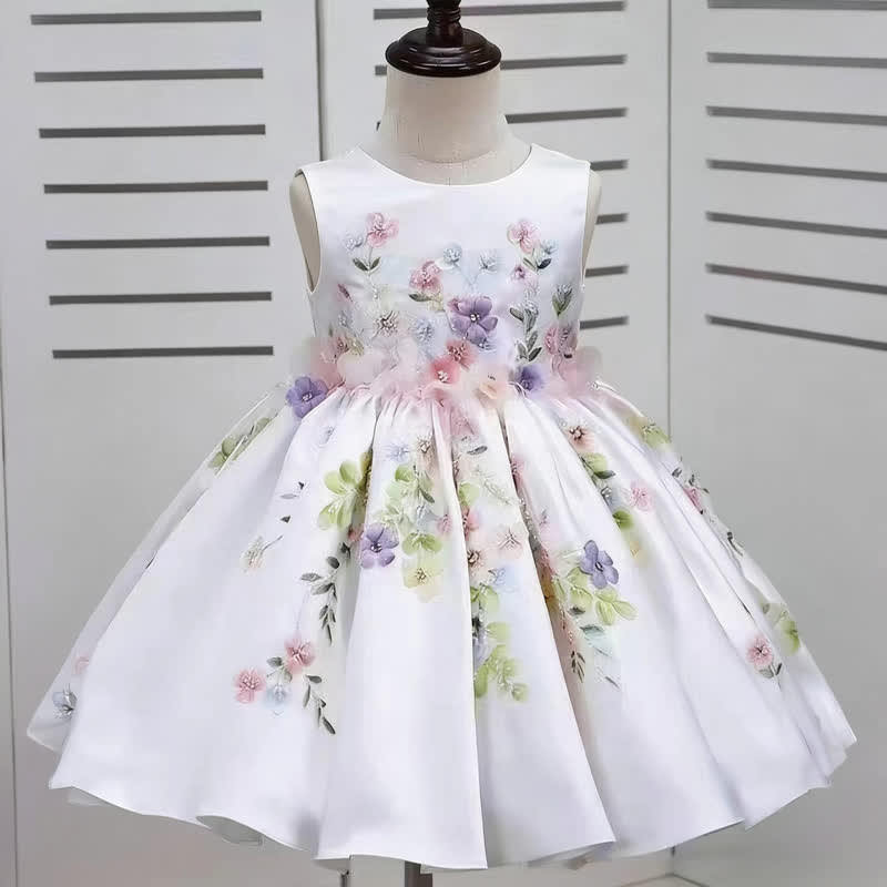 Satin Rosette Sleeveless Midi Dresses - White  - 15-16Y - image 11