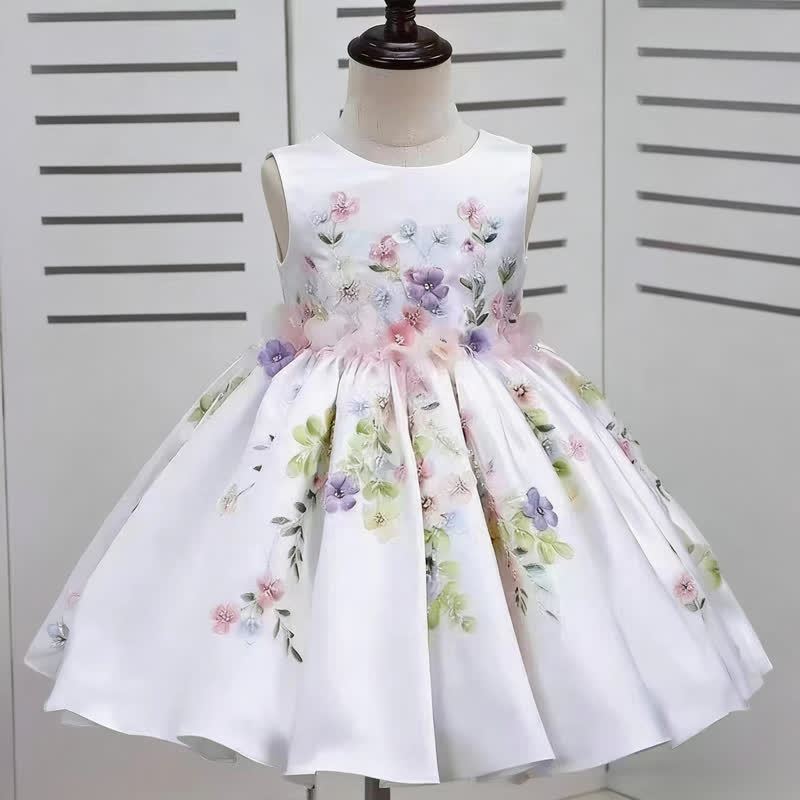 Satin Rosette Sleeveless Midi Dresses - White  - 15-16Y - image 11