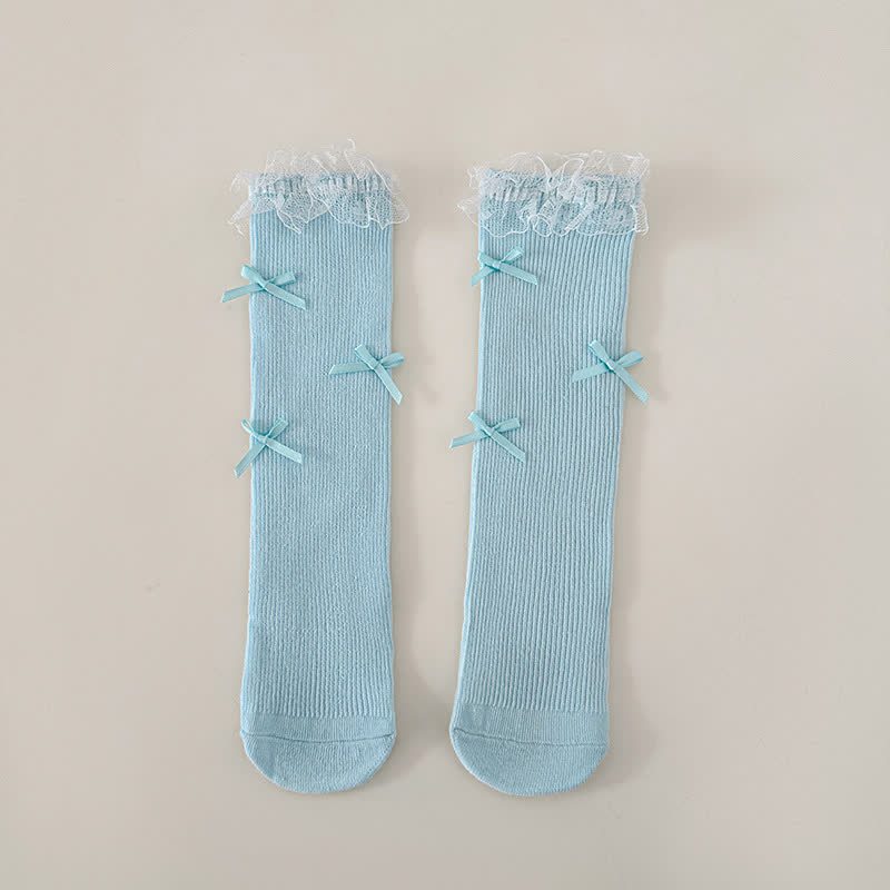 Solid Stitching Lace Socks - Sky Blue - One size - image 5