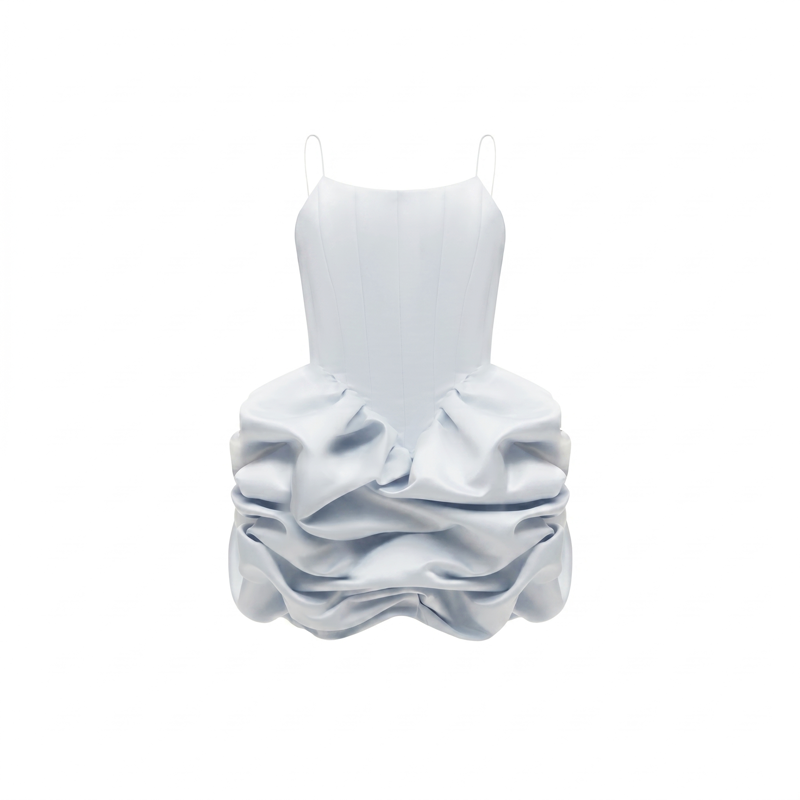 Satin Ruched Sleeveless Short Dresses - image 7