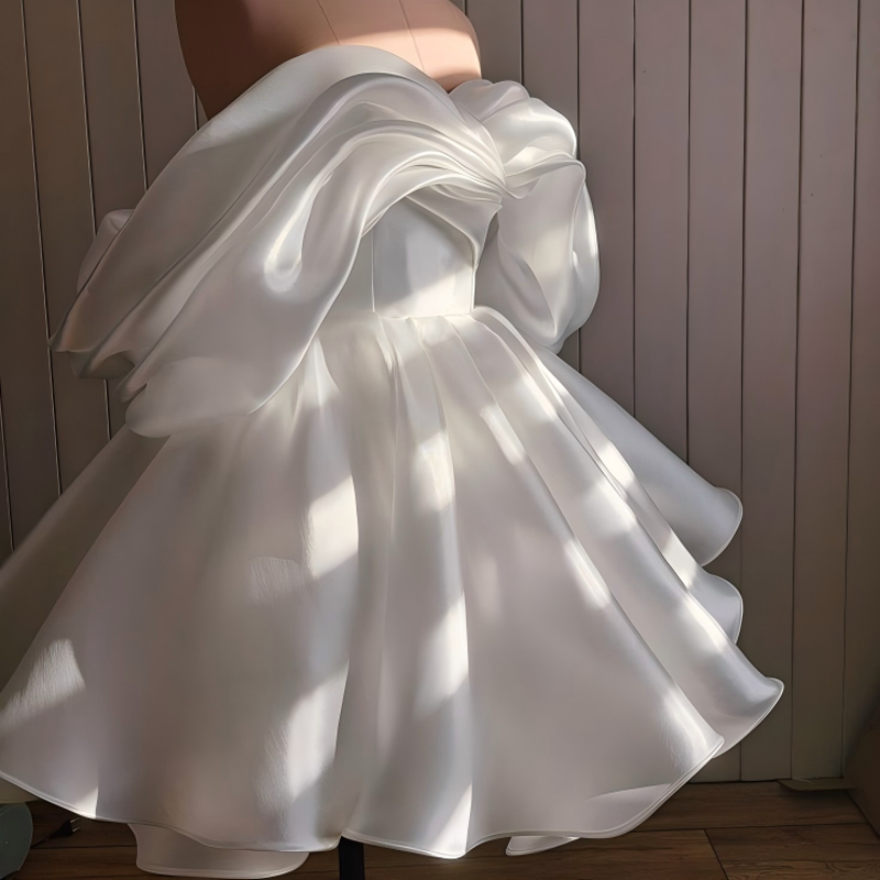 Satin Gathered Sleeveless Short Dresses - image 3