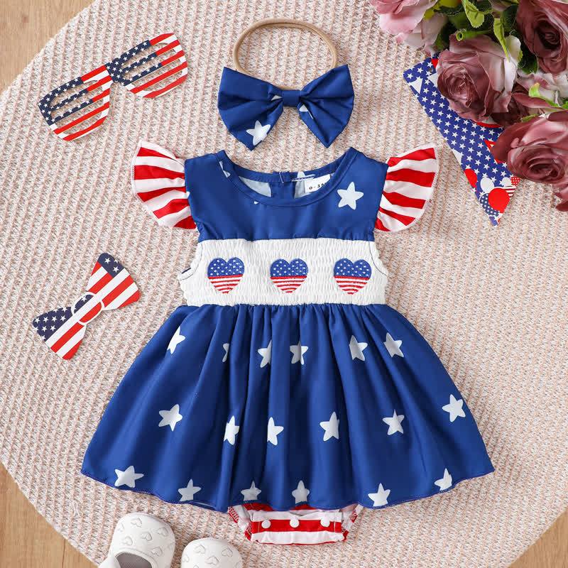 Cotton-Blend Split Joint Sleeveless Short Dresses - Blue - 18-24M - image 1