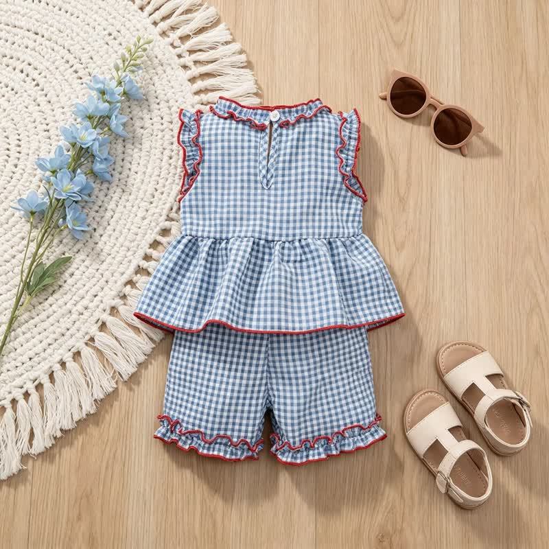 Cotton-blend Binding Sleeveless Shorts Two-piece Set - image 2