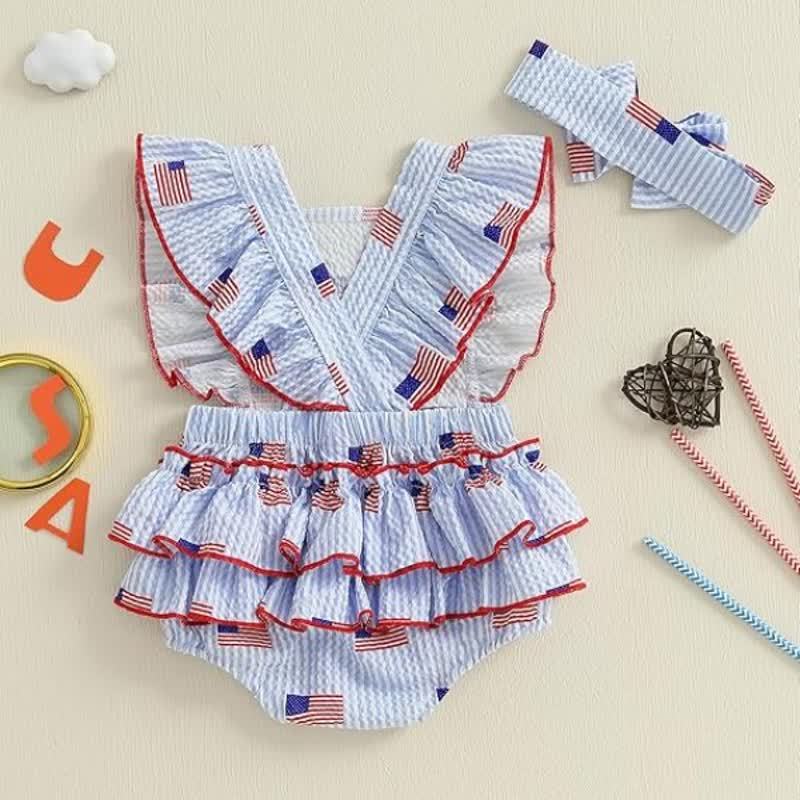 Cotton-Blend Flouncing Sleeveless Shorts Bodysuit - image 2