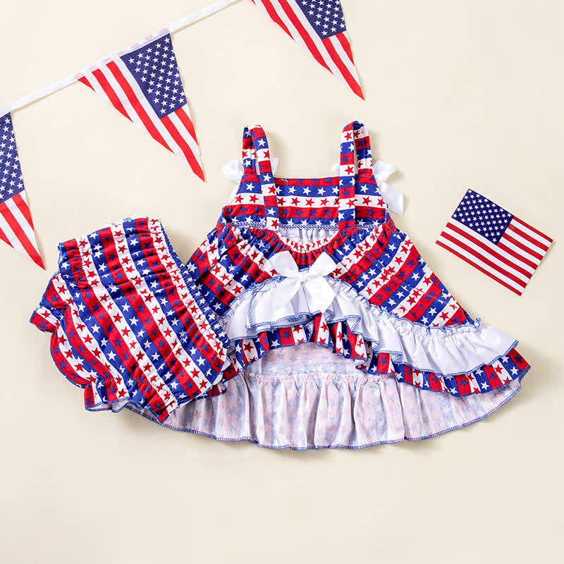 Cotton-blend Tiered Sleeveless Regular Two-piece Set - image 2