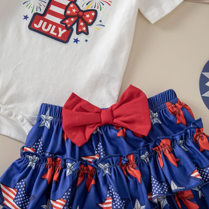 Cotton-blend Bow Short Sleeve Shorts Bodysuit With Shorts Headband And Socks - image 9