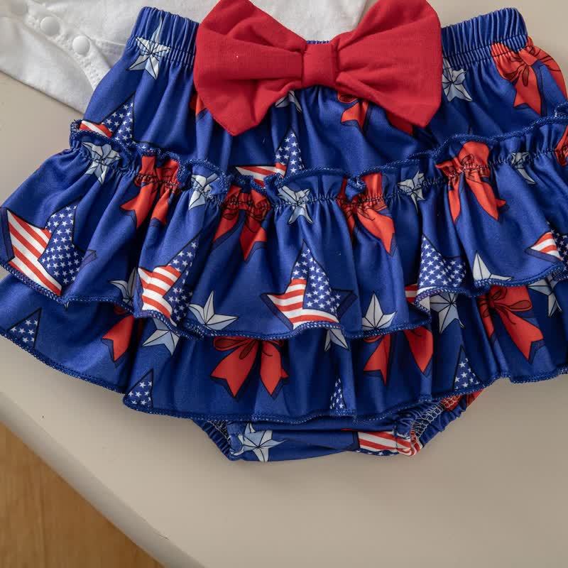 Cotton-blend Bow Short Sleeve Shorts Bodysuit With Shorts Headband And Socks - image 4