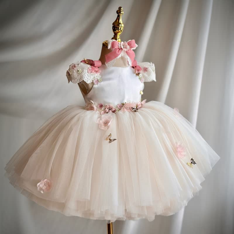Satin Pearl Rosette Cap Sleeve Midi Dresses - image 2