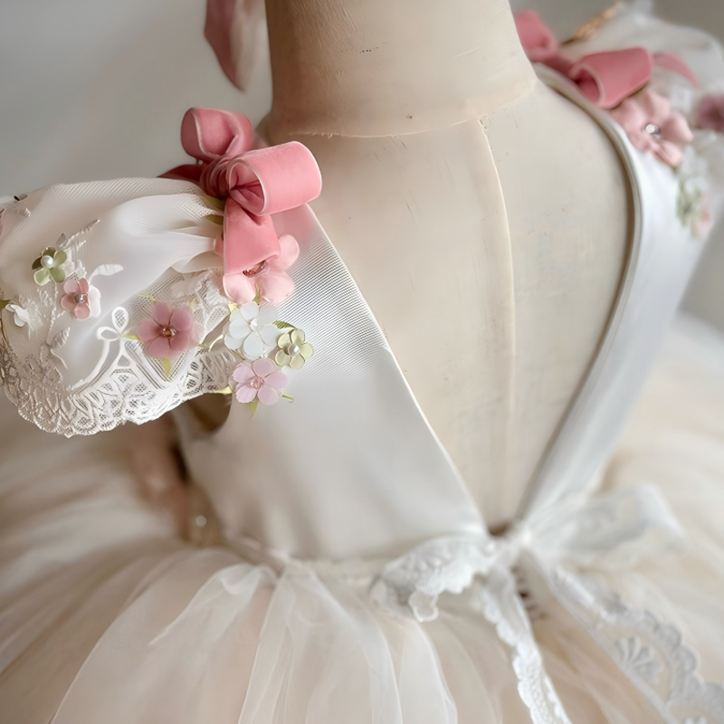 Satin Pearl Rosette Cap Sleeve Midi Dresses - image 4