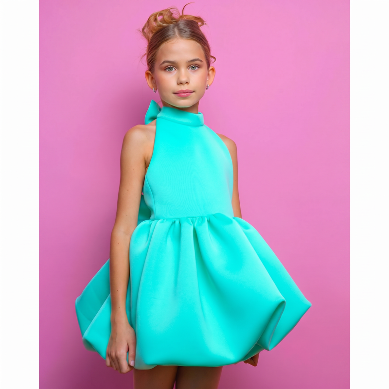 SCUBA KNIT Bow Sleeveless Short Dresses - image 2