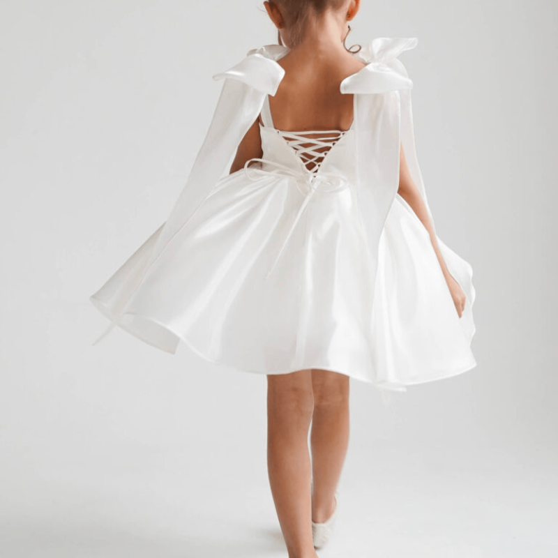 Satin Bow Sleeveless Short Dresses - image 2