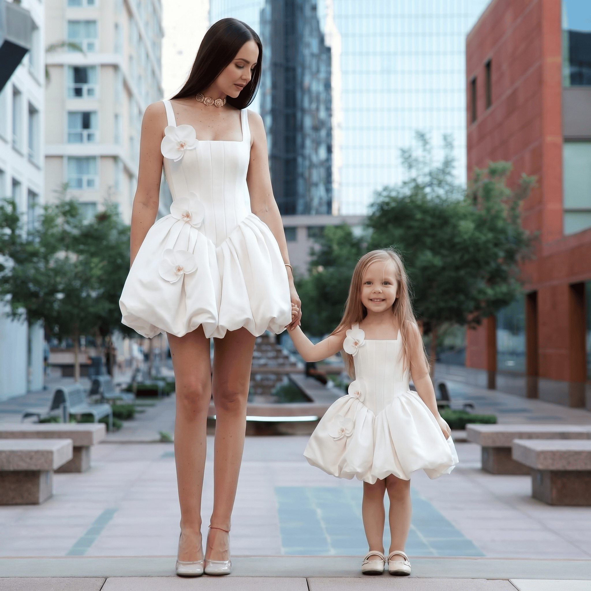 Women Satin Rosette Sleeveless Short Dresses - image 3