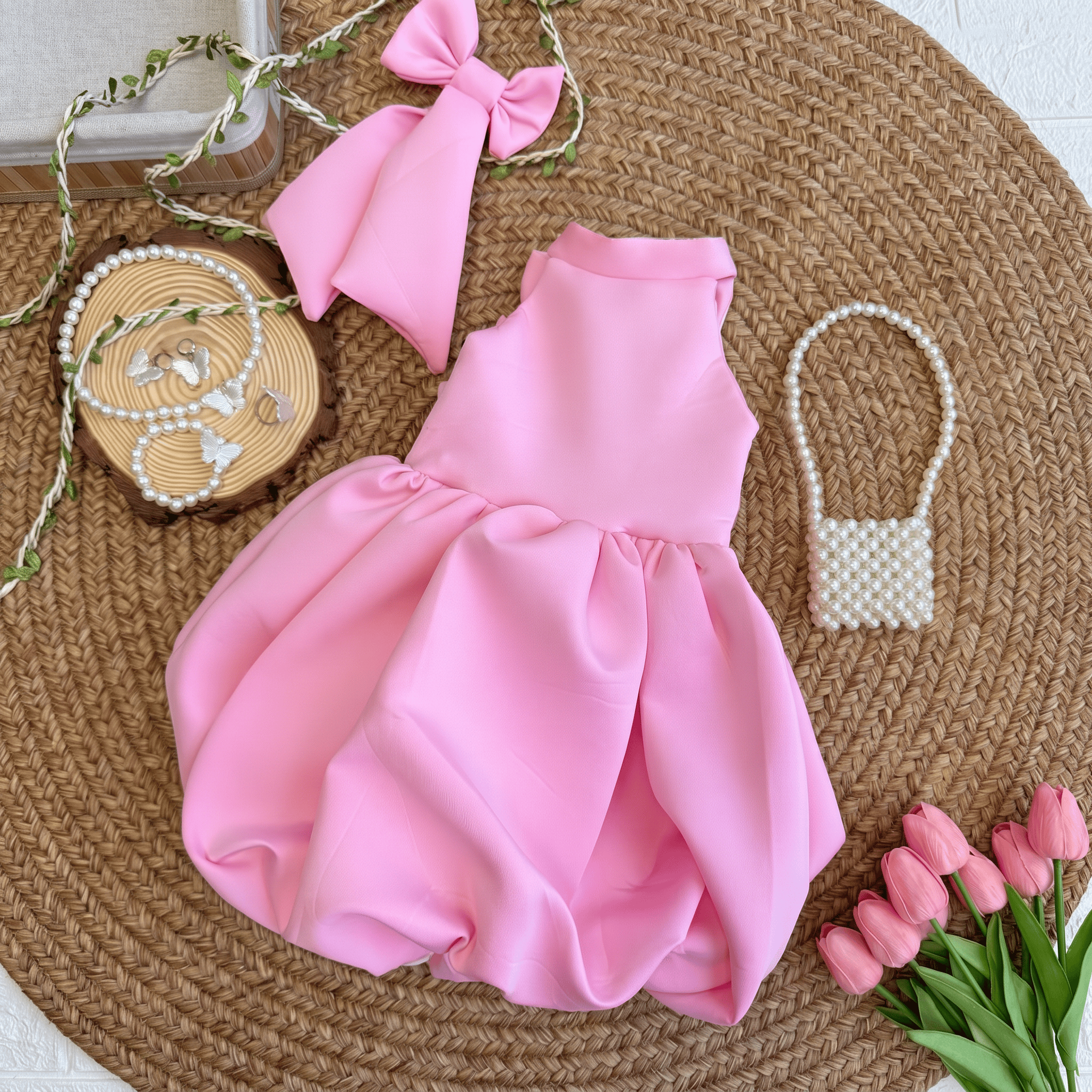 SCUBA KNIT Bow Short Sleeve Short Dresses - image 8
