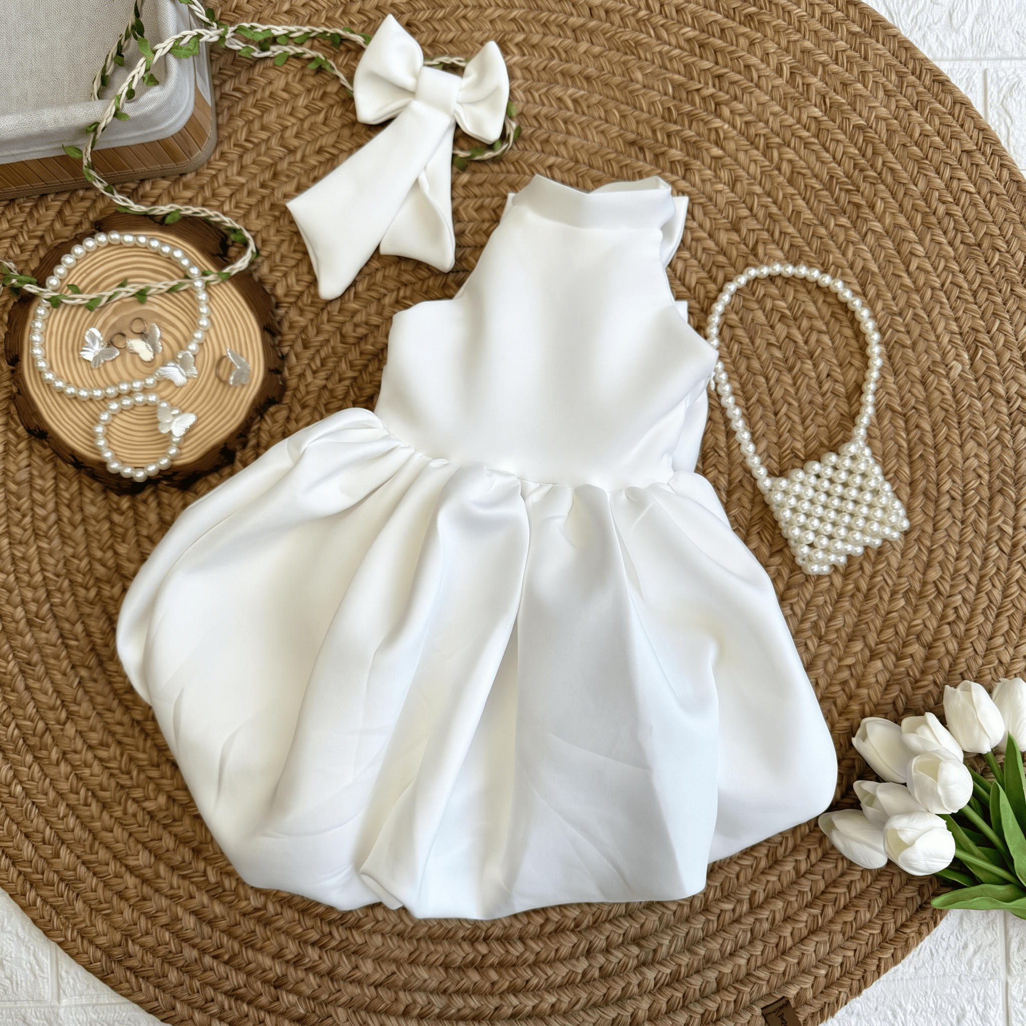 SCUBA KNIT Bow Short Sleeve Short Dresses - image 13