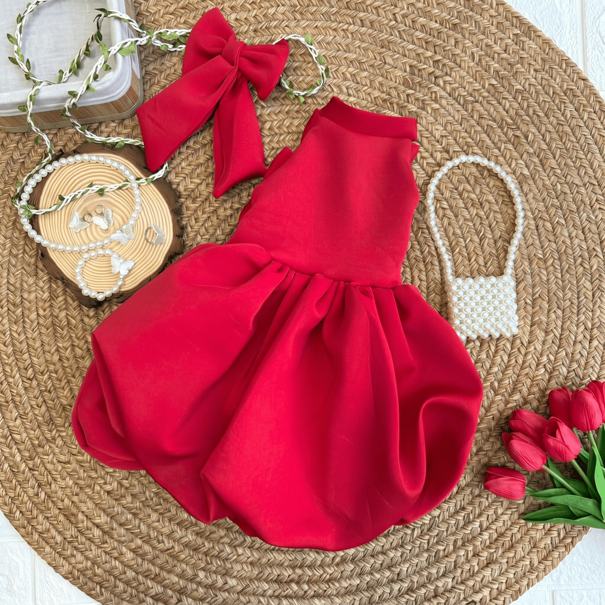 SCUBA KNIT Bow Short Sleeve Short Dresses - image 17