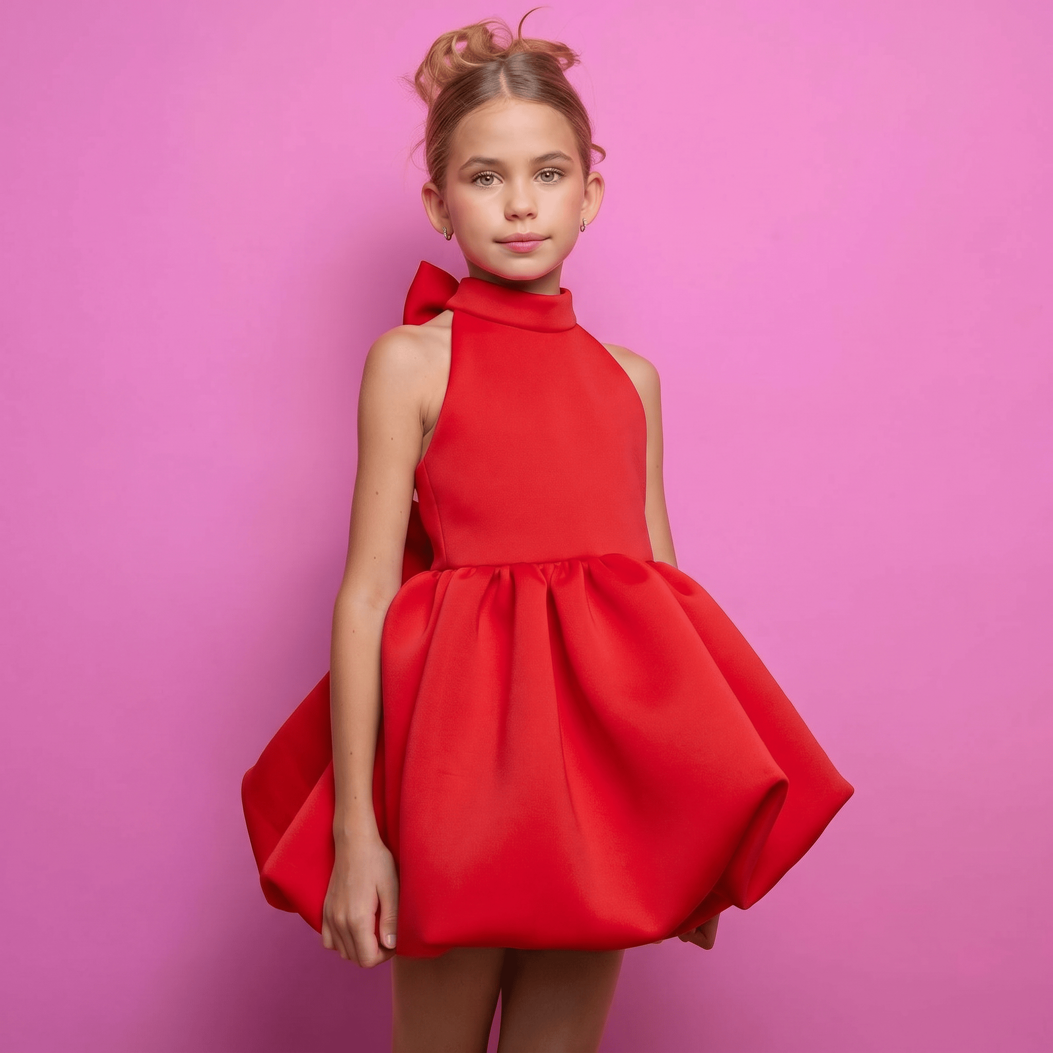 SCUBA KNIT Bow Short Sleeve Short Dresses - image 15