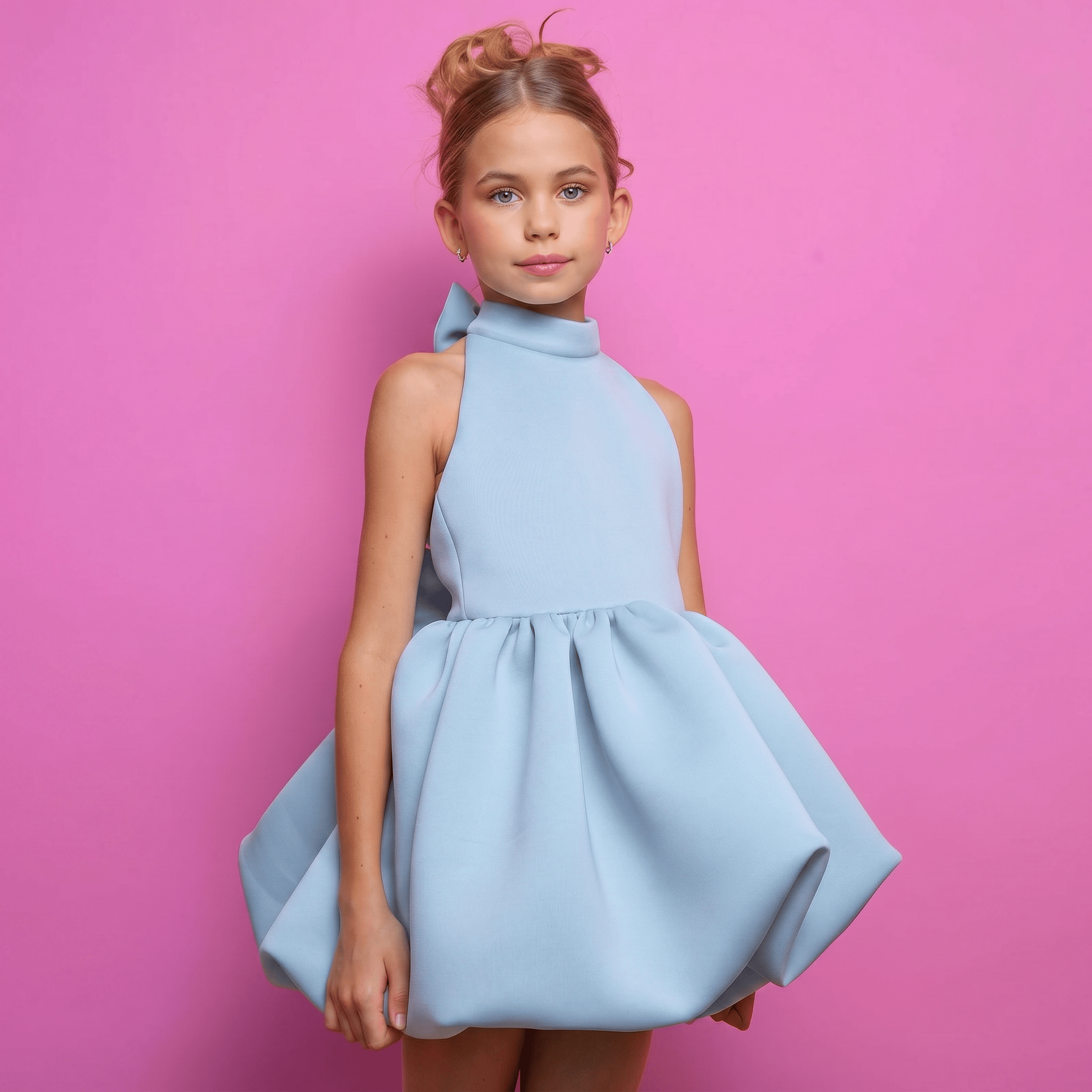 SCUBA KNIT Bow Short Sleeve Short Dresses - image 26