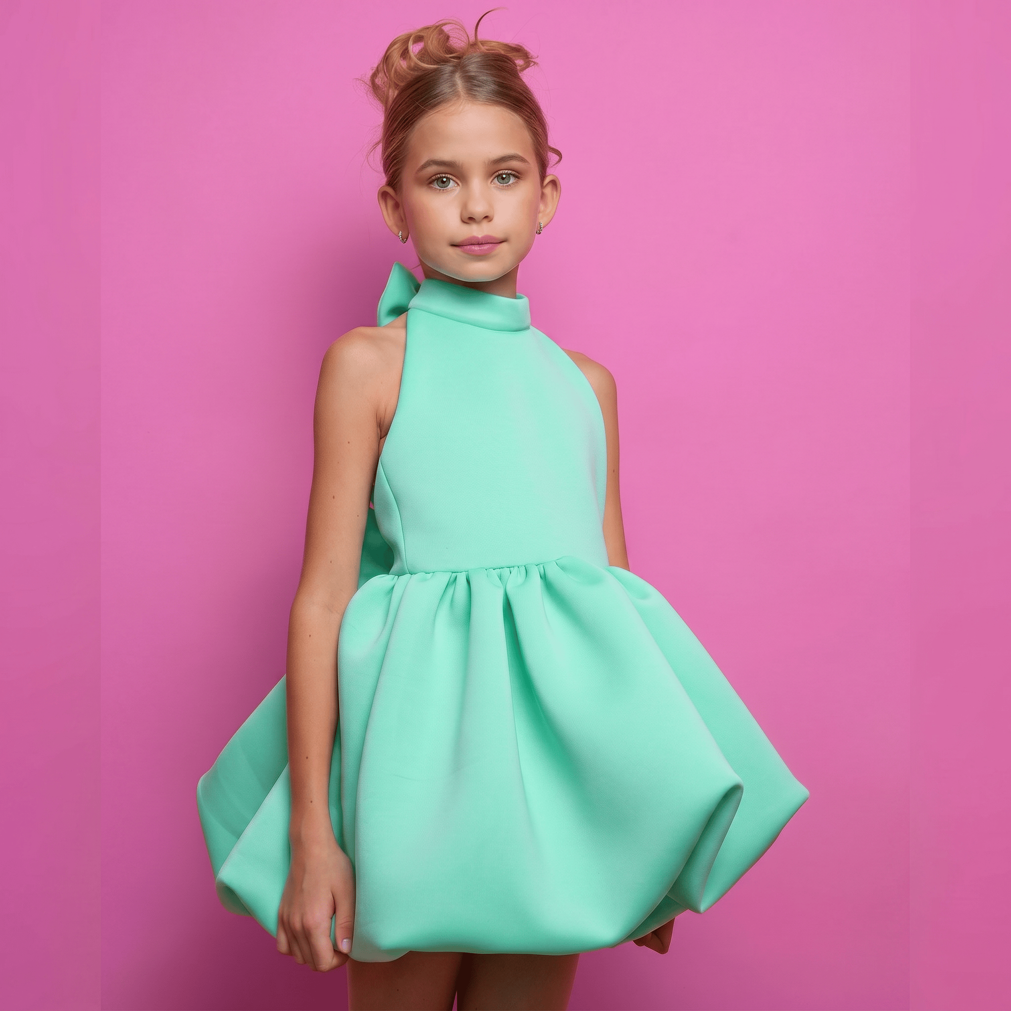 SCUBA KNIT Bow Short Sleeve Short Dresses - image 21
