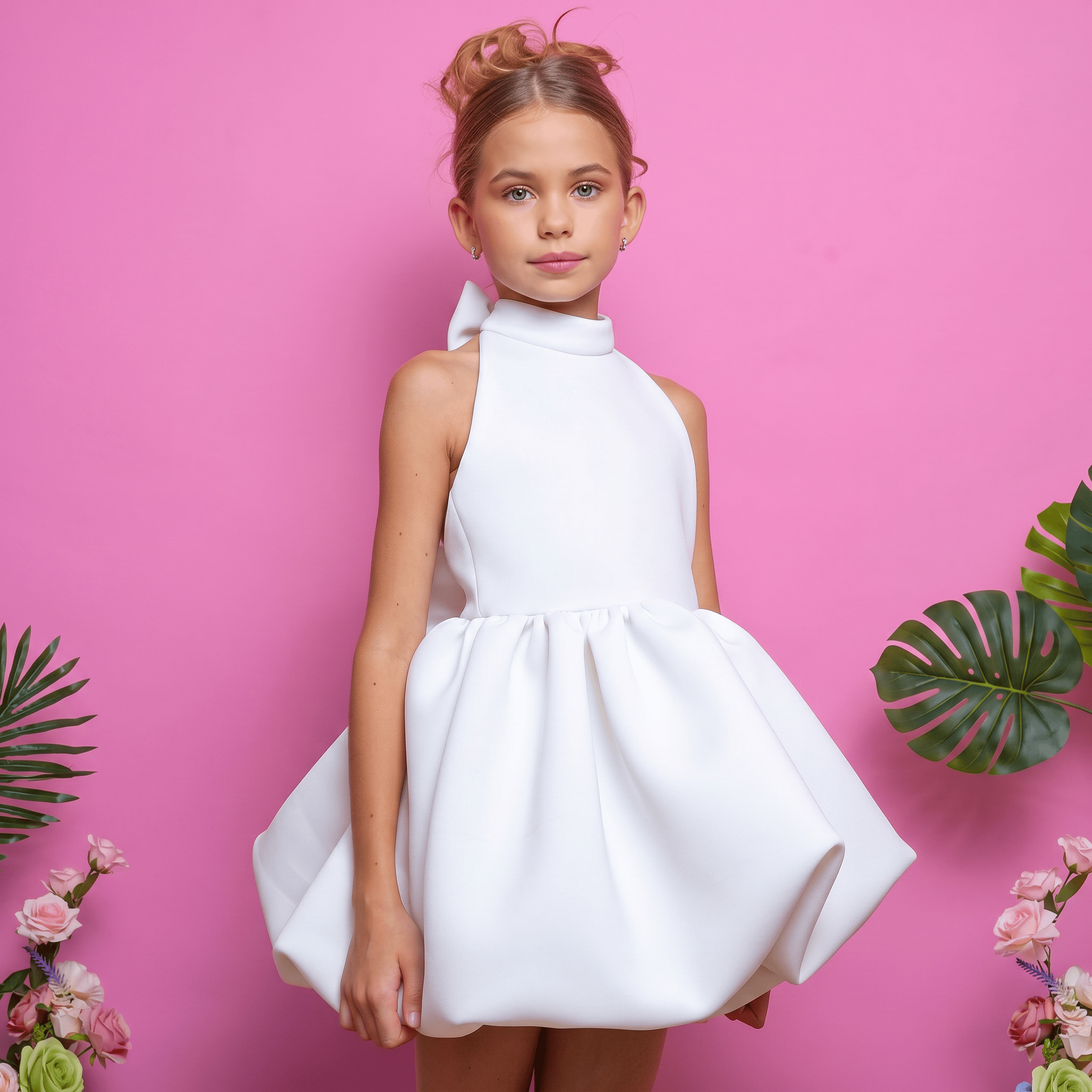 SCUBA KNIT Bow Short Sleeve Short Dresses - image 11