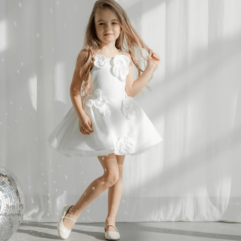 Satin Rosette Sleeveless Short Dresses - image 2