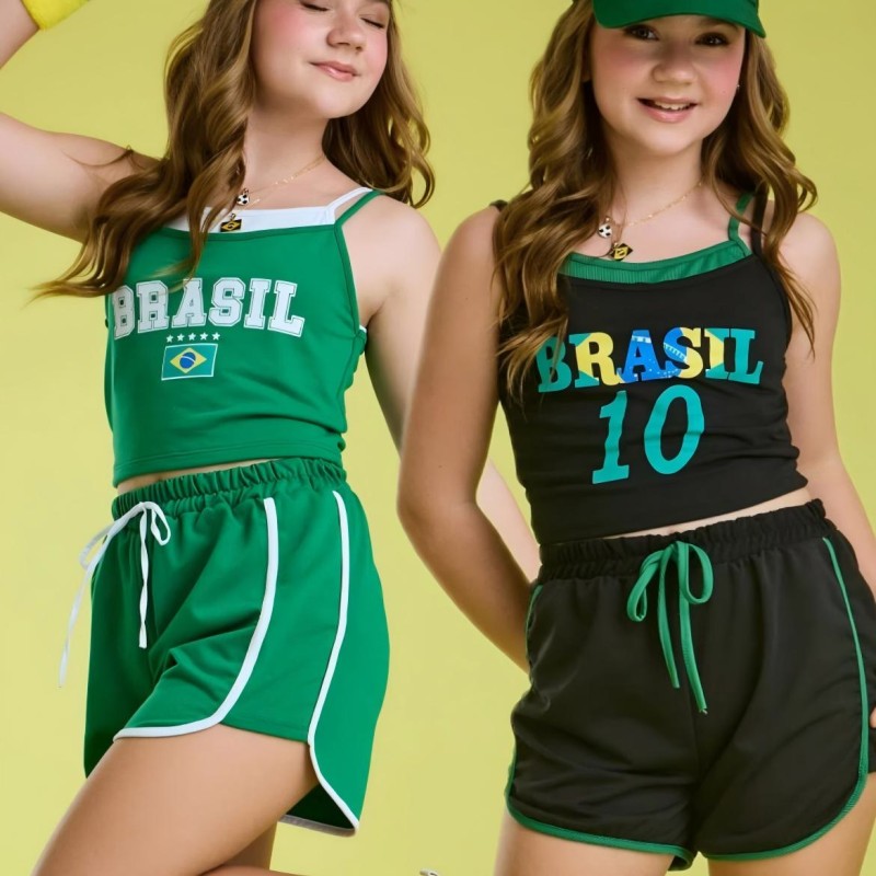 Cotton-Blend Panel Sleeveless Shorts Two-piece set - image 2