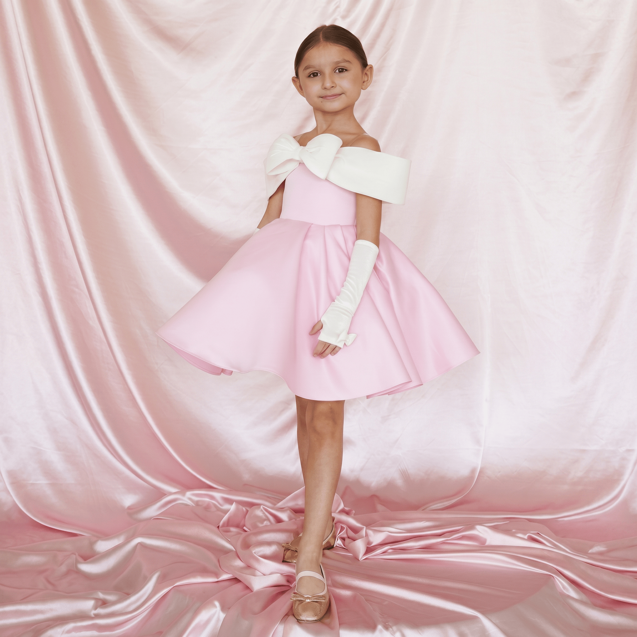 Satin Bow With Gloves  Dresses - image 3