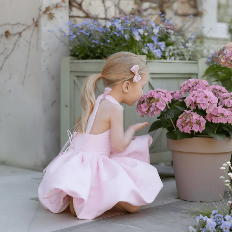 Satin Backless Sleeveless Short Dresses - Pink - 3Y - image 1