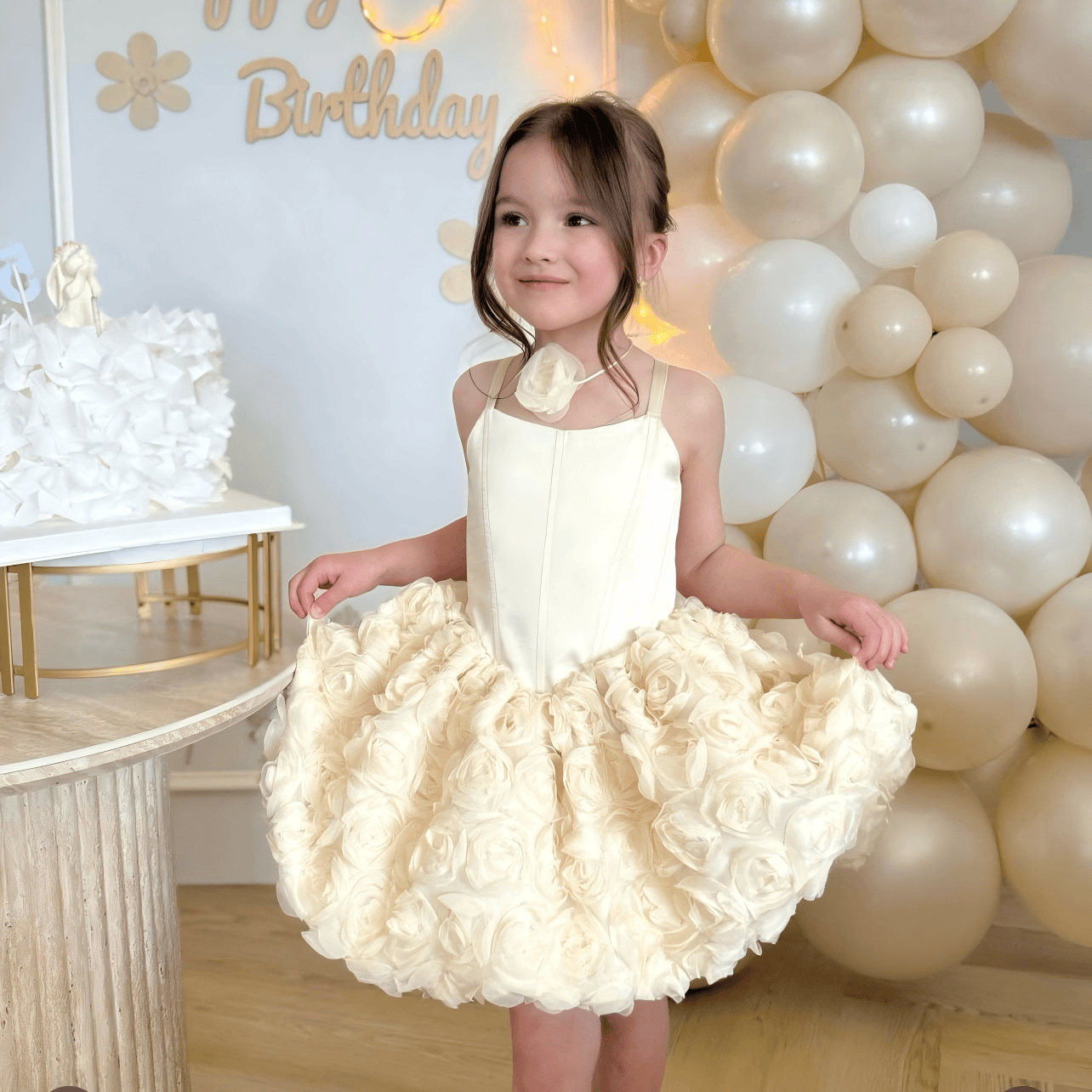 Satin Split Joint Sleeveless Short Dresses - Ivory - 6Y - image 1