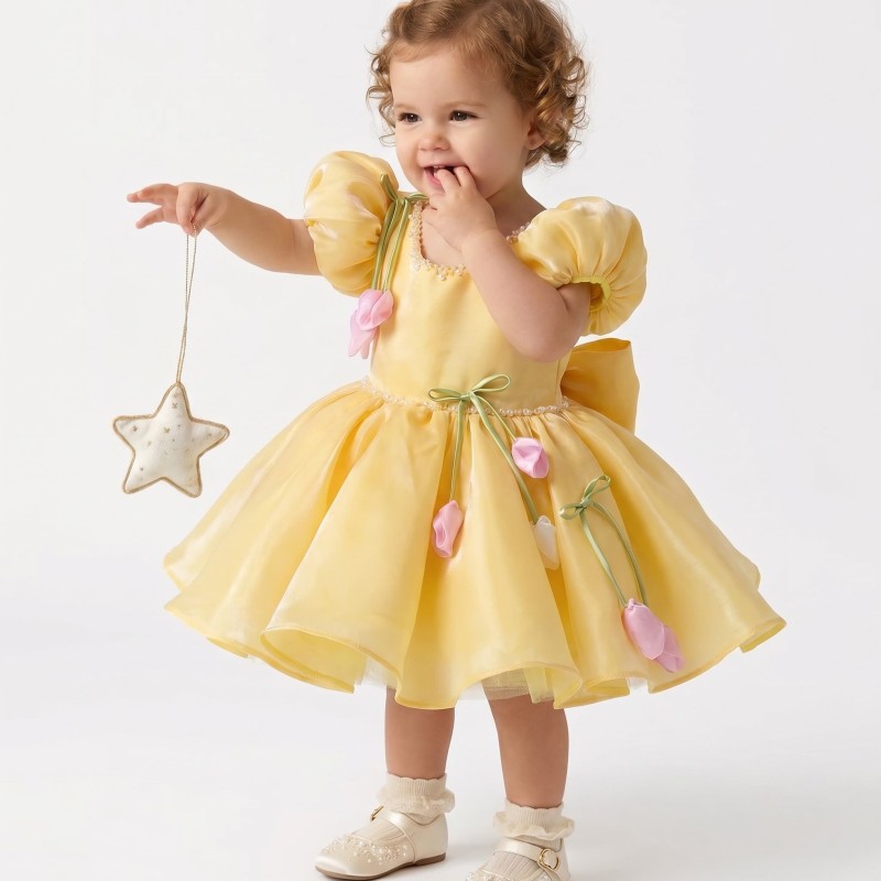 Organza Rosette Short Sleeve Midi Dresses - image 2