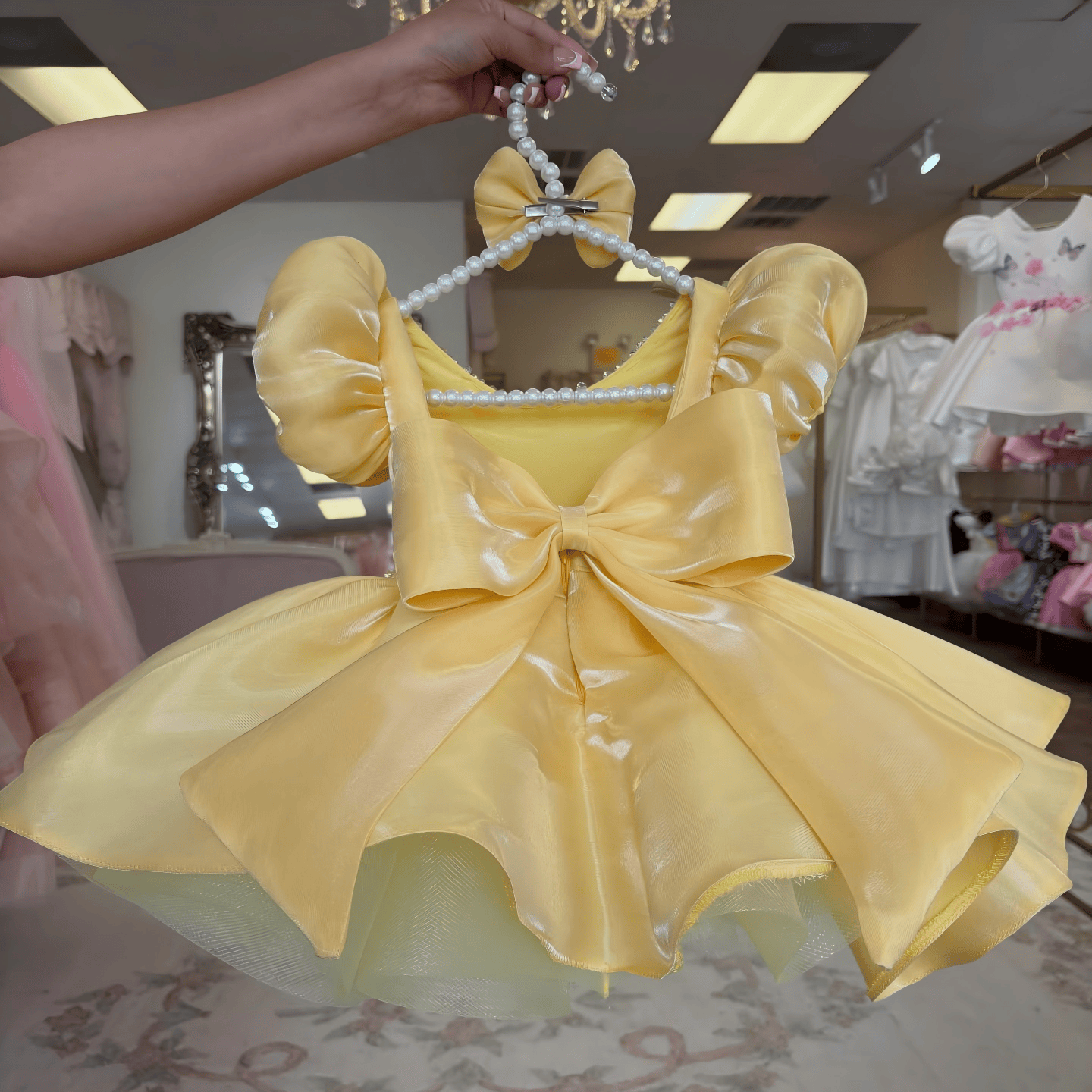 Organza Rosette Short Sleeve Midi Dresses - image 6