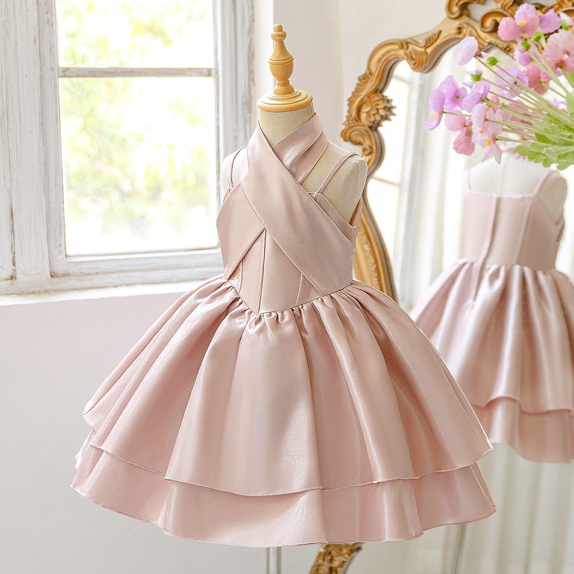 Satin Cross Sleeveless Midi Dresses - image 6