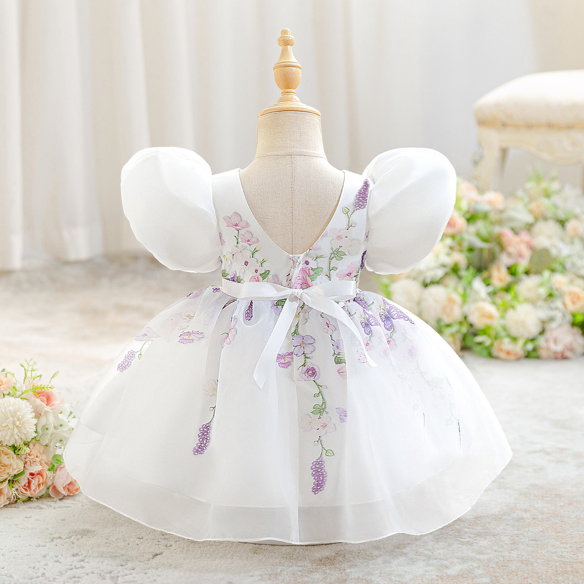 Organza Bow Short Sleeve Midi Dresses - image 5